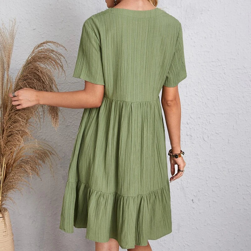 Bohemian V Neck Short Dress