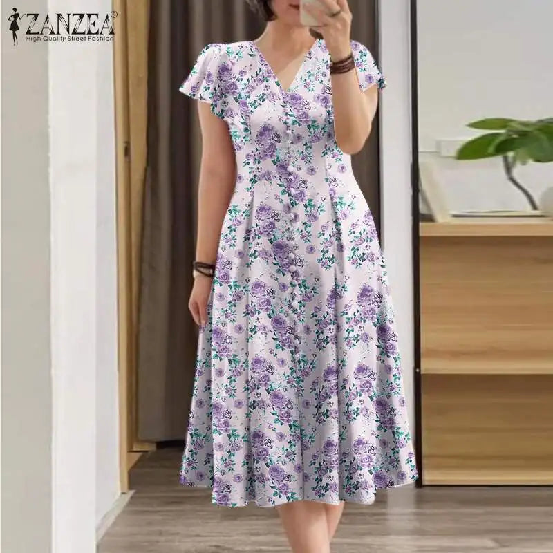 Elegant Floral Causal Holiday  Bohemain Printed Dresses
