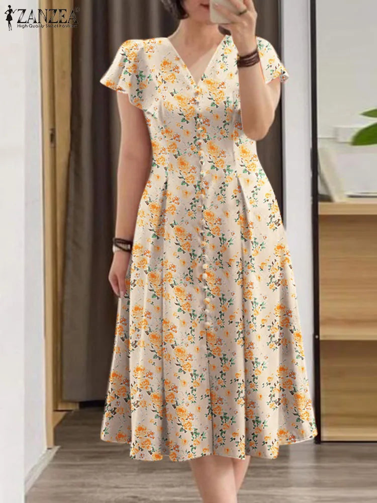 Elegant Floral Causal Holiday  Bohemain Printed Dresses
