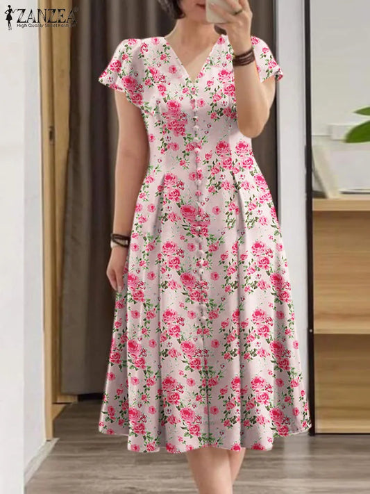 Elegant Floral Causal Holiday  Bohemain Printed Dresses