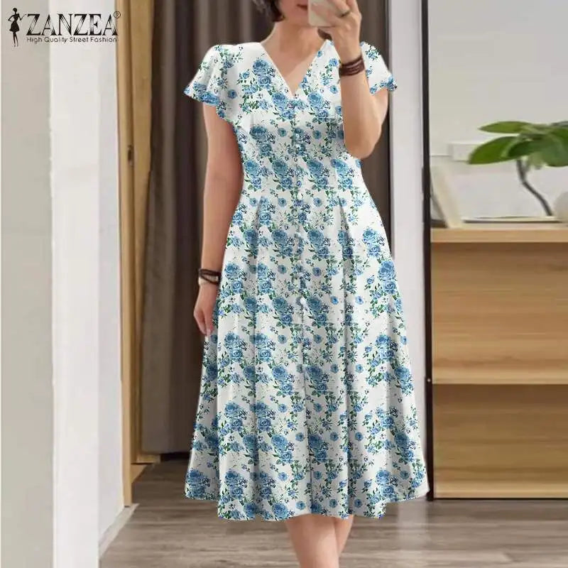 Elegant Floral Causal Holiday  Bohemain Printed Dresses