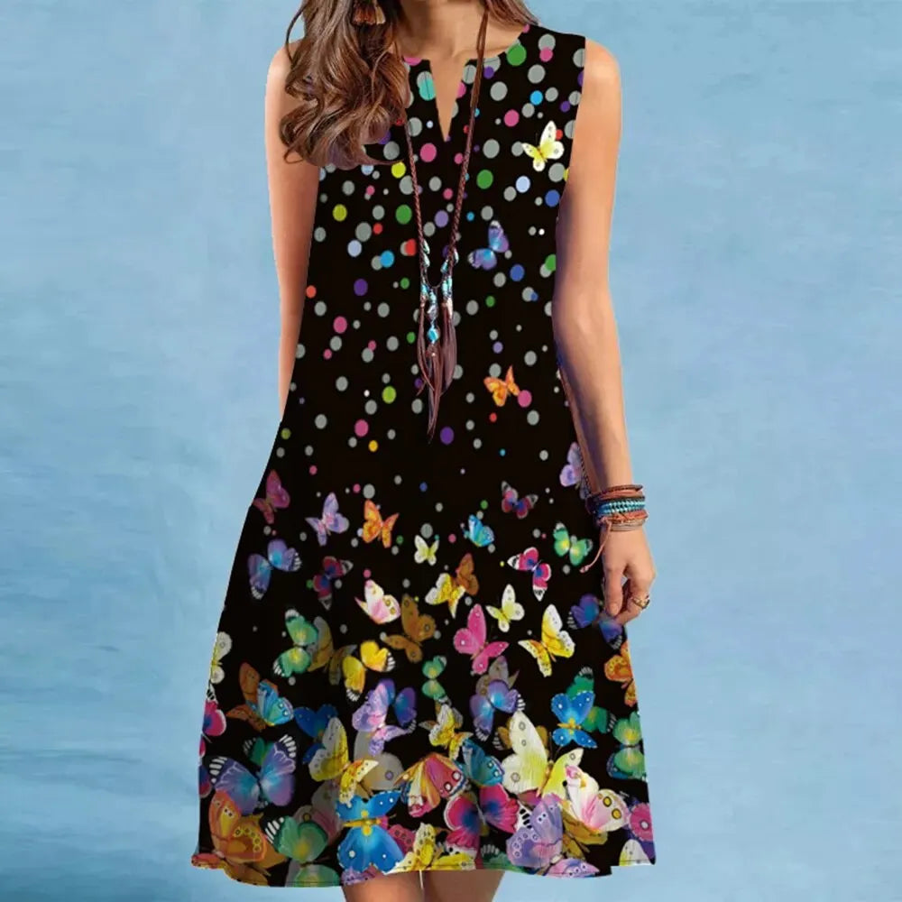 V-neck  Printed Dress