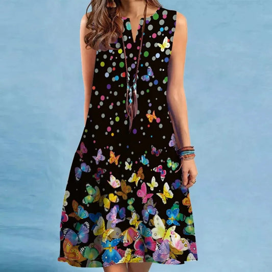 V-neck  Printed Dress