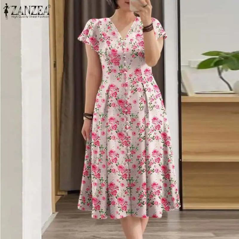 Elegant Floral Causal Holiday  Bohemain Printed Dresses