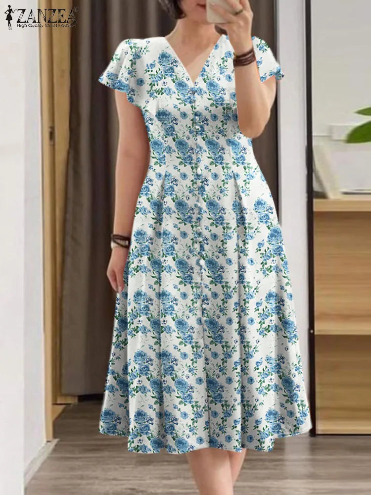 Elegant Floral Causal Holiday  Bohemain Printed Dresses